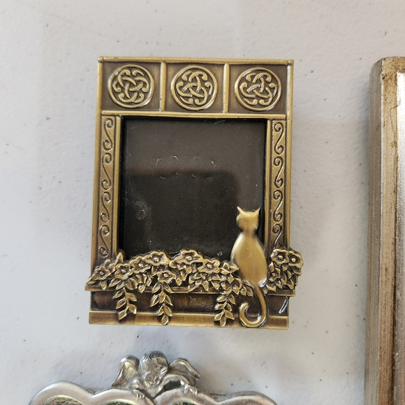 Vintage Eclectic Mini Photo Picture Frame Lot Of 3 Metal Angels Cat 1990s Ornate - Picture 3 of 10